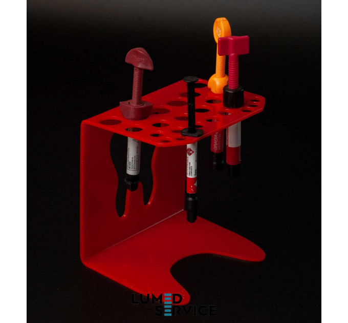 Підставка 25 шприців червона для стоматологічних фотополімерних композитів