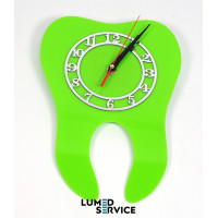 Годинник зуб зелений акрил для стоматологічного кабінету дзеркальна шкала