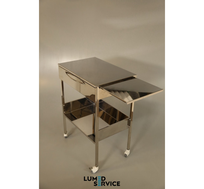 Столик Panmed нержавіюча сталь медичний з ящиком та висувною площиною