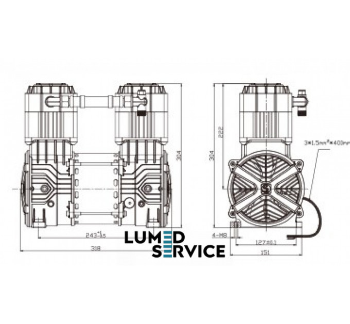 Головка компресорна 1800 Вт 200 л/хв  для безмасляного стоматологічного компресора 