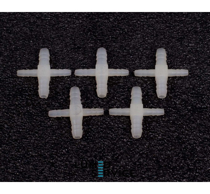 З'єднувач пластик хрестовинка 3*3*5*5 мм для пневмошлангів у стоматологічних установках упаковка 5 шт