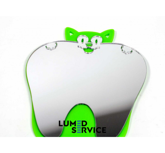 Дзеркало зуб котик зелений акрил оглядовий для пацієнта