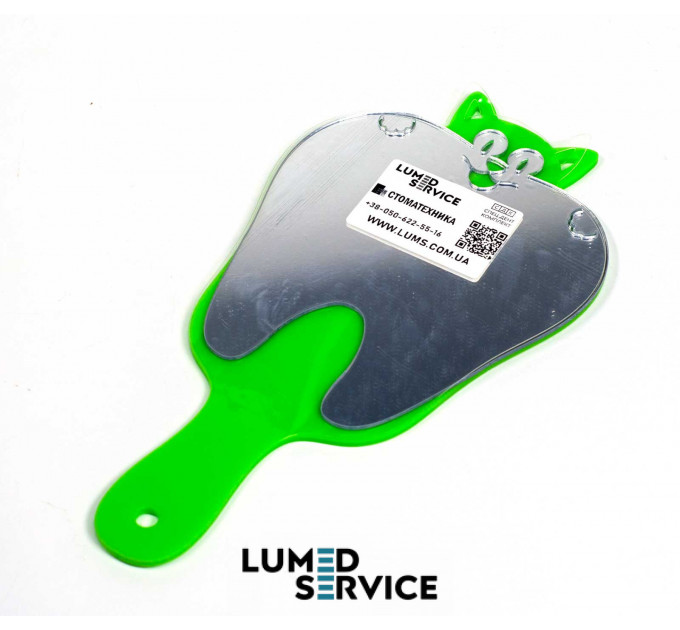 Дзеркало зуб котик зелений акрил оглядовий для пацієнта