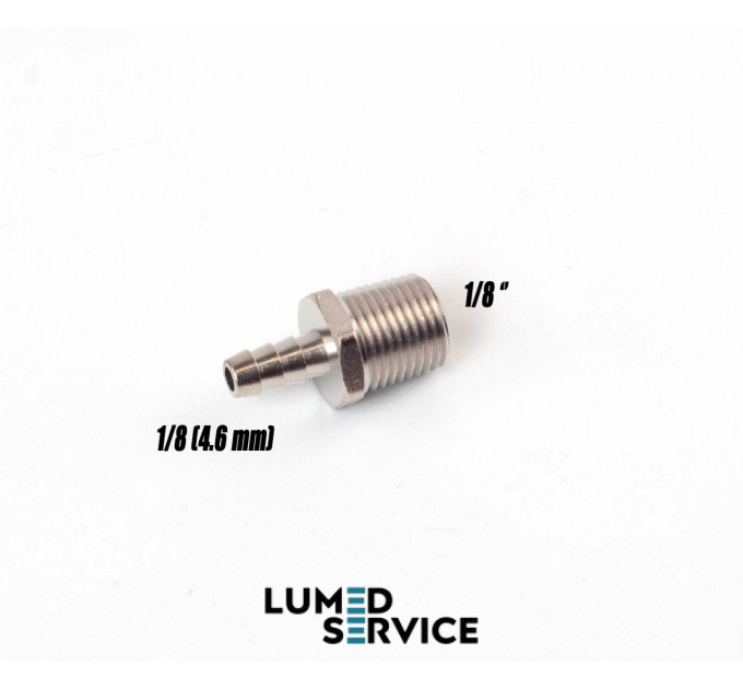 Штуцер прямий різьба 1/8″ під шланг 1/8 4,6 мм для пневмоліній стоматологічних установок DCI 0068