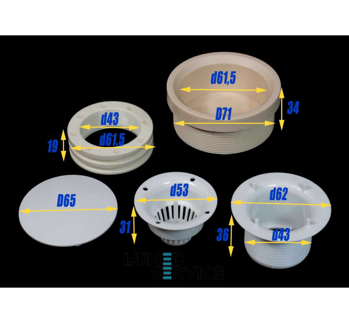 Фланець плювальниці зі зливним колектором злив донизу для стоматологічної установки