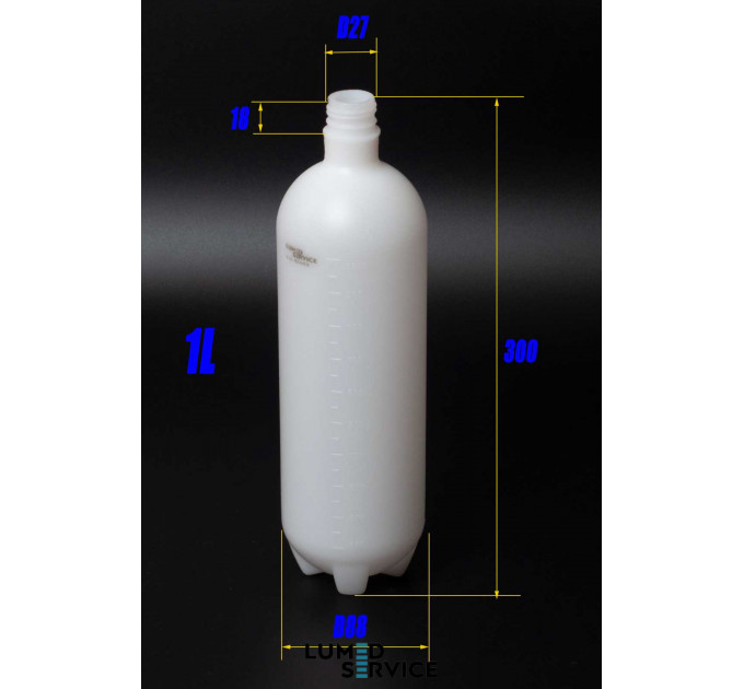 Пляшка системи чистої води 1,0L пластик біла на тиск до 2 бар для стоматологічної установки