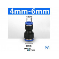 Штуцер прямий перехідний PU4 PU6 фітинг цанговий швидкознімний