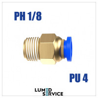 Штуцер прямий PU4 РН1/8 фітинг цанговий швидкознімний з різьбою
