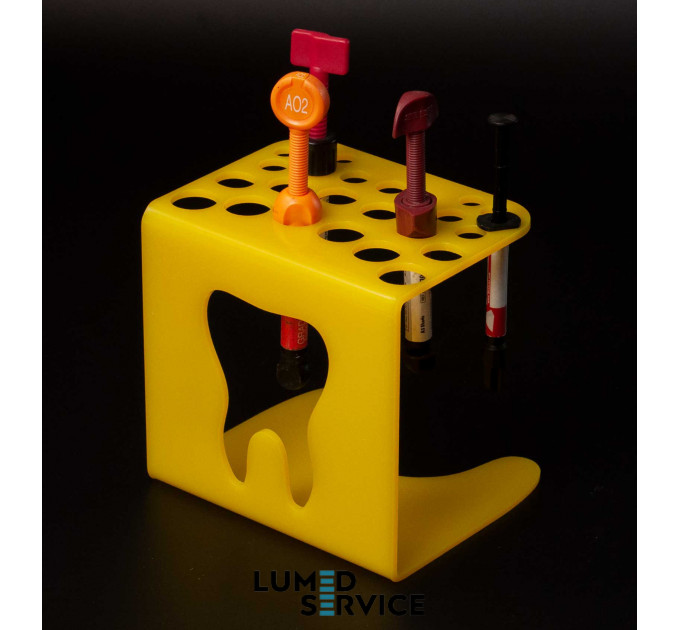 Підставка 25 шприців жовта для стоматологічних фотополімерних композитів