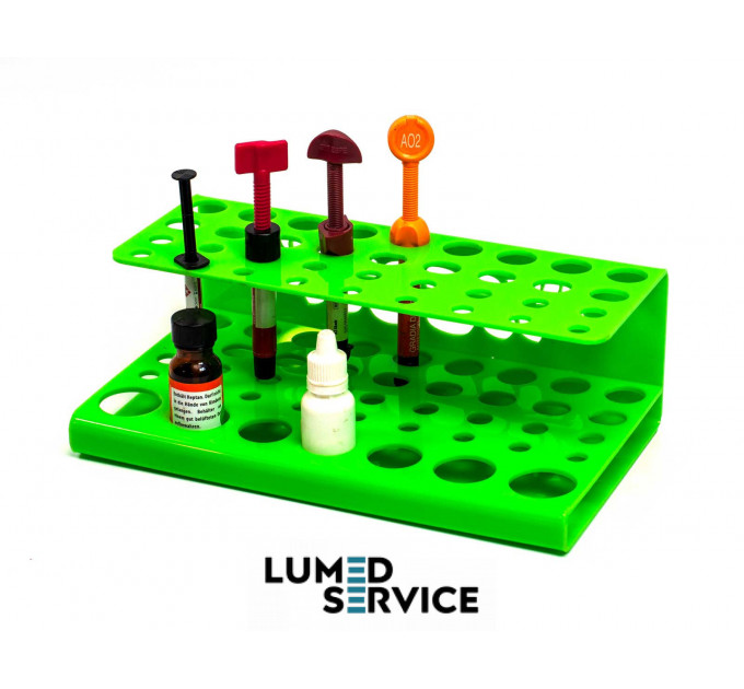 Підставка 36 шприців +7 бондів зелена для стоматологічних фотополімерних композитів