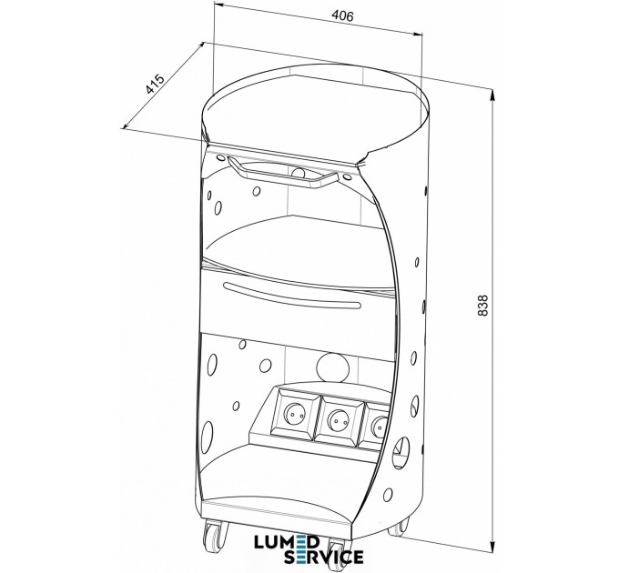 Столик Panmed ПАНОК 4 зі скринькою 40*41 см овальный для стоматологічного кабінету