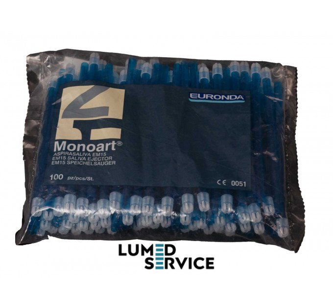 Слиновідсмоктувач Euronda Monoart EM15 150 мм упаковка 100 шт прямі одноразові