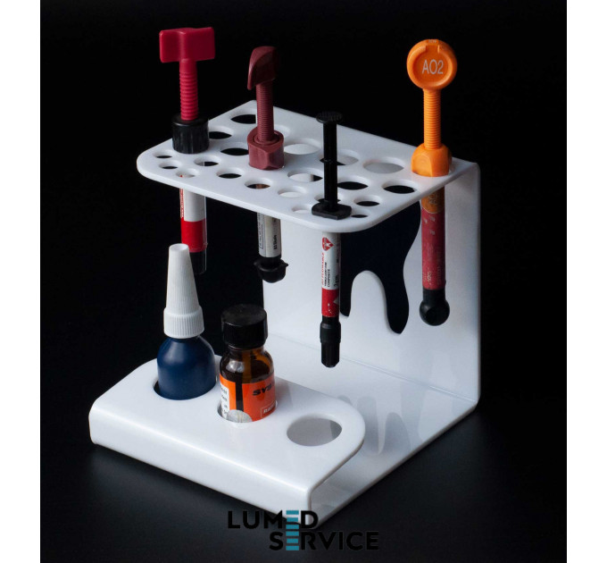 Підставка 25 шприців +3 баночки біла для стоматологічних фотополімерних композитів