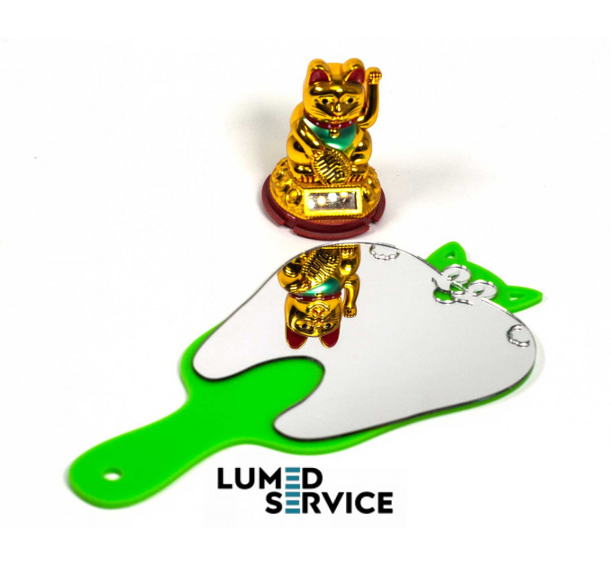 Дзеркало зуб котик зелений акрил оглядовий для пацієнта