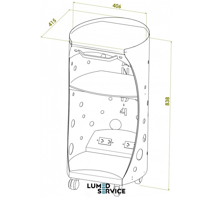 Столик Panmed ПАНОК 4 зі склом 45*46 см овальный для стоматологічного кабінету