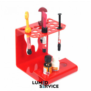 Підставка 25 шприців +3 баночки червона для стоматологічних фотополімерних композитів