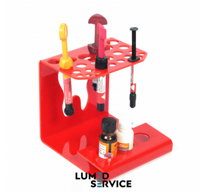 Підставка 25 шприців +3 баночки червона для стоматологічних фотополімерних композитів