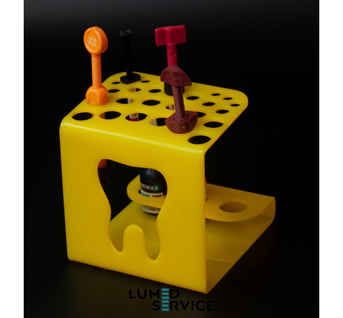 Підставка 25 шприців +3 баночки жовта для стоматологічних фотополімерних композитів