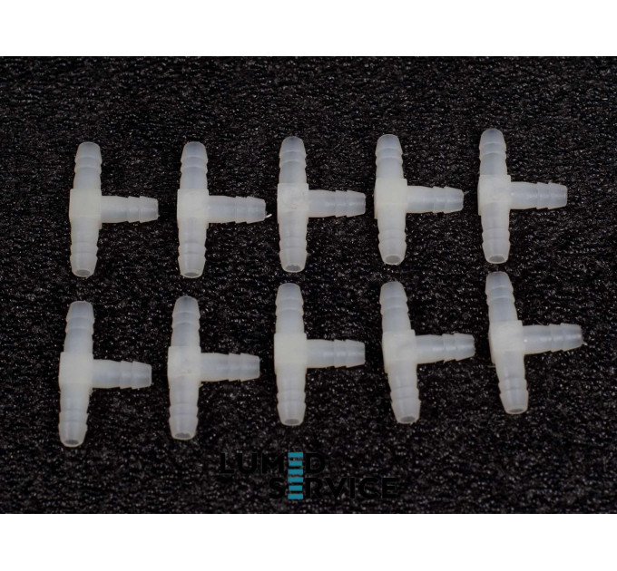 З’єднувач пластик трійник 5 мм для пневмошлангів у стоматологічних установках упаковка 10 шт