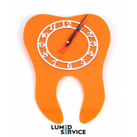 Годинник зуб помаранчевий акрил для стоматологічного кабінету дзеркальна шкала