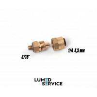 Штуцер с гайкою прямий різьба 3/16 на шланг 1/4 4,3 мм для пневмоліній стоматологічних установок DCI 0054