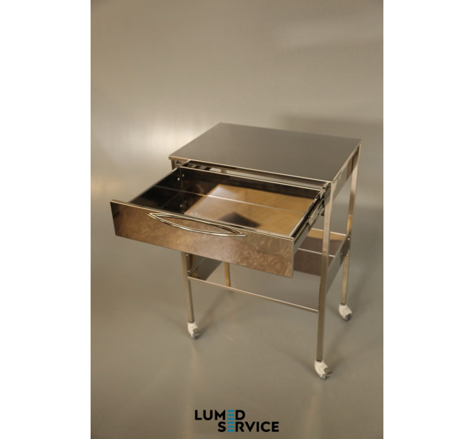 Столик Panmed нержавіюча сталь медичний з ящиком та висувною площиною