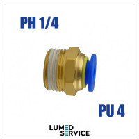 Штуцер прямий PU4 РН1/4 фітинг цанговий швидкознімний з різьбою