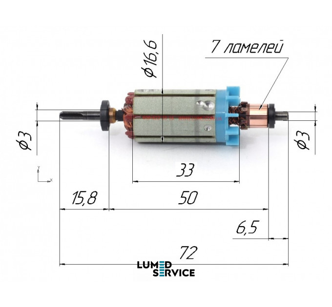 Якір MARATHON H37L 40 000ob/хв вал 3 мм для зуботехнічного мікромотора фрезера 