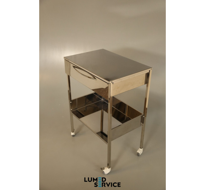 Столик Panmed нержавіюча сталь медичний з ящиком та висувною площиною