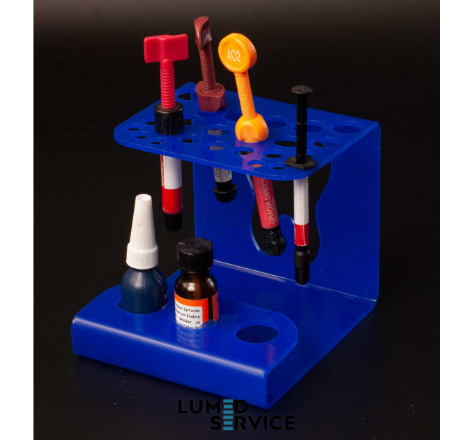 Підставка 25 шприців +3 баночки синя для стоматологічних фотополімерних композитів