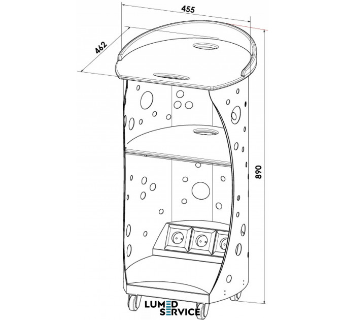 Столик Panmed ПАНОК 4 c акрилом 45*46 см овальный для стоматологічного кабінету