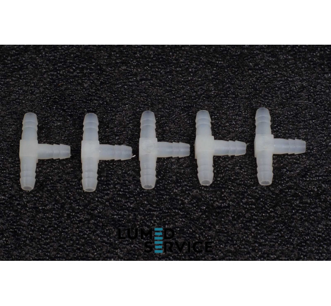 З’єднувач пластик трійник 5 мм для пневмошлангів у стоматологічних установках упаковка 5 шт