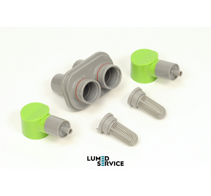 Фільтр пилососа 8мм та слиновідсмоктувача 8мм спарений з прямокутним фланцем для стоматологічної установки