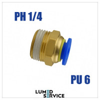 Штуцер прямий PU6 РН1/4 фітинг цанговий швидкознімний з різьбою