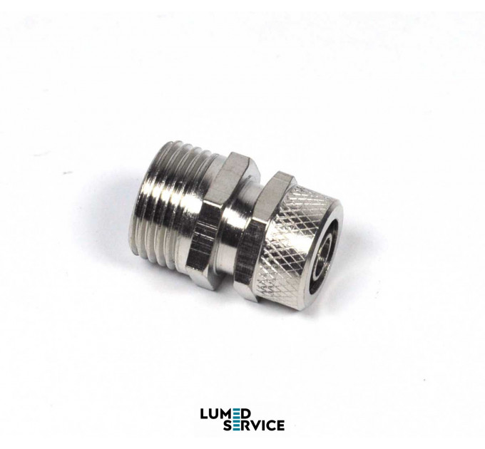 Штуцер кутовий латунь шланг 6х10 мм РН 3/8 для компресора