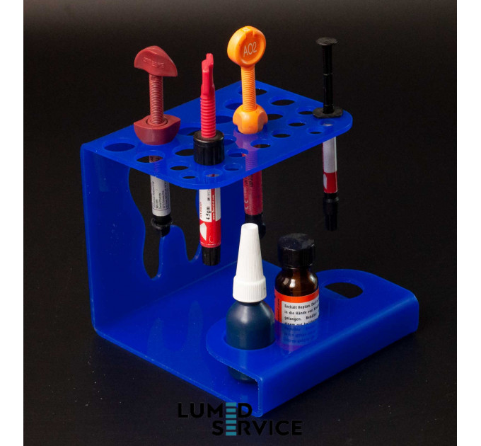 Підставка 25 шприців +3 баночки синя для стоматологічних фотополімерних композитів
