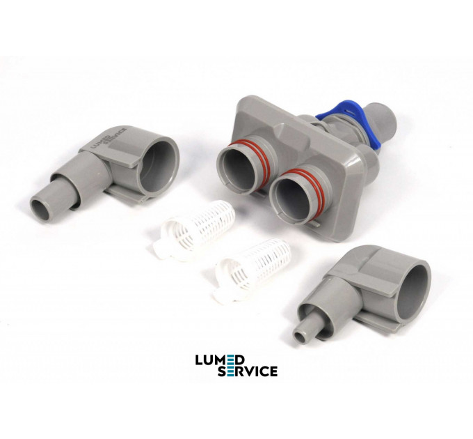 Фільтр пилососа 17мм та слиновідсмоктувача 10мм спарений з прямокутним фланцем для стоматологічної установки