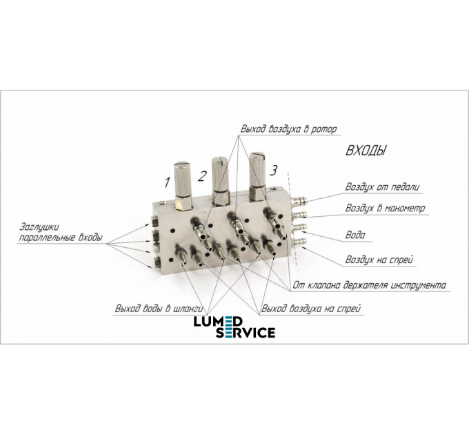 Клапан 3 канальний мембранний Китай для стоматологічної установки