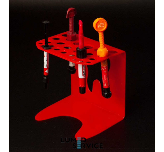 Підставка 25 шприців червона для стоматологічних фотополімерних композитів