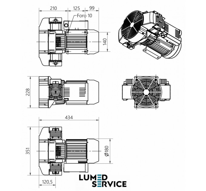 Головка компресорна 2200 Вт 220 л/хв Італія для безмасляного стоматологічного компресора 