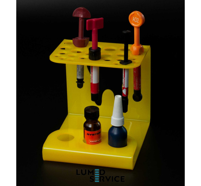 Підставка 25 шприців +3 баночки жовта для стоматологічних фотополімерних композитів