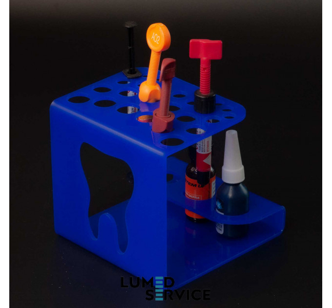 Підставка 25 шприців +3 баночки синя для стоматологічних фотополімерних композитів