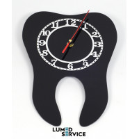 Годинник зуб чорний акрил для стоматологічного кабінету дзеркальна шкала