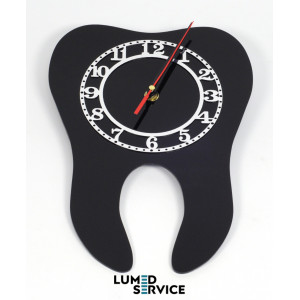 Годинник зуб чорний акрил для стоматологічного кабінету дзеркальна шкала