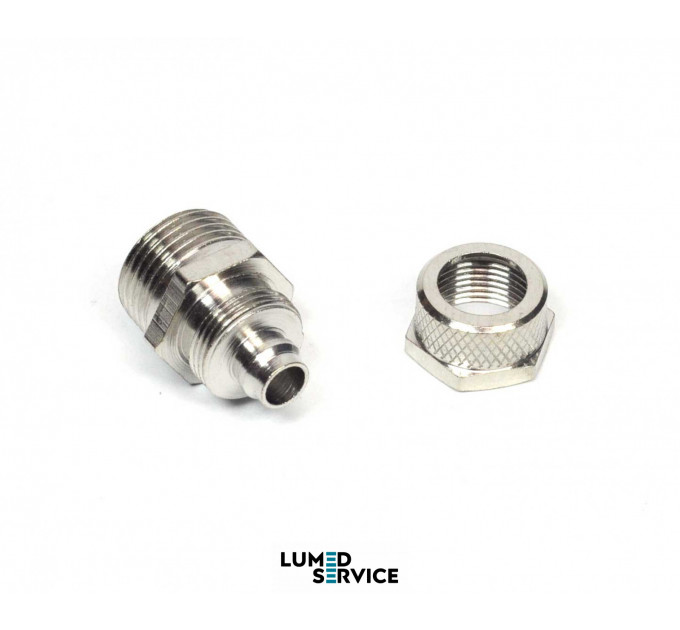 Штуцер кутовий латунь шланг 6х10 мм РН 3/8 для компресора