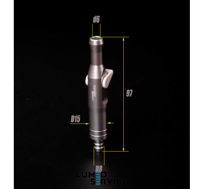 Накінечник слинотяга метал з краном на шланг 6,0 мм для стоматологічної установки подовжений