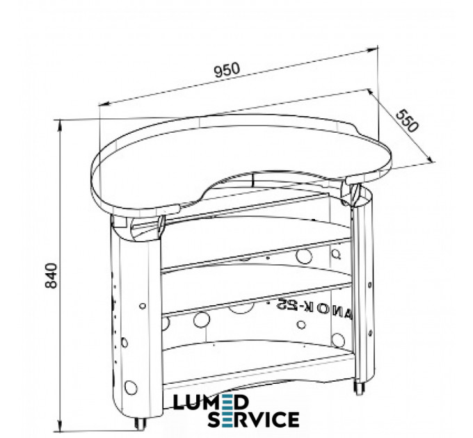 Столик Panmed ПАНОК 25 95*55 см овальний для стоматологічного кабінету