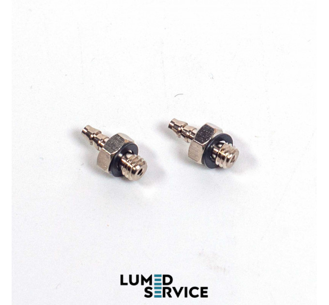 З’єднувач латунь ялинка 2,6 мм з різьбою М5 для пневмошлангів у стоматології набір 2 шт