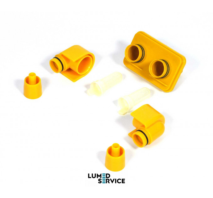 Фільтр пилососа 10мм та слиновідсмоктувача 10мм спарений з прямокутним фланцем для стоматологічної установки