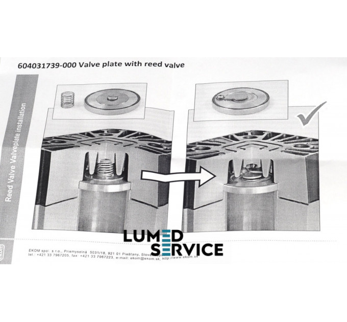 Клапан верхній у зборі Ekom DK50  для стоматологічного компресора 